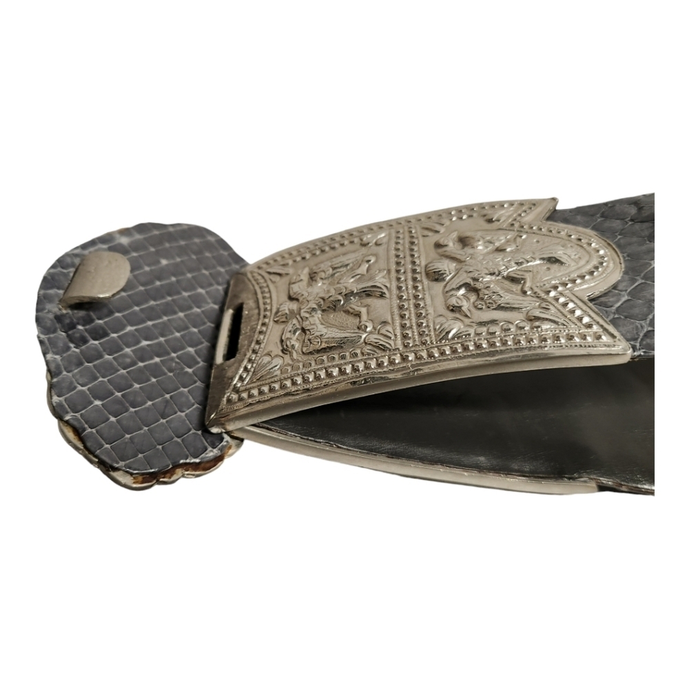 Rare Judith Lieber Python Leather Metal Buckle Be… - image 7
